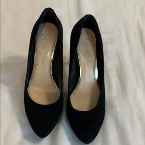 Black suede pumps